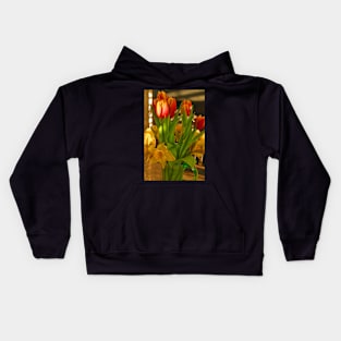 Tulips & Daffs in Green Jug Kids Hoodie